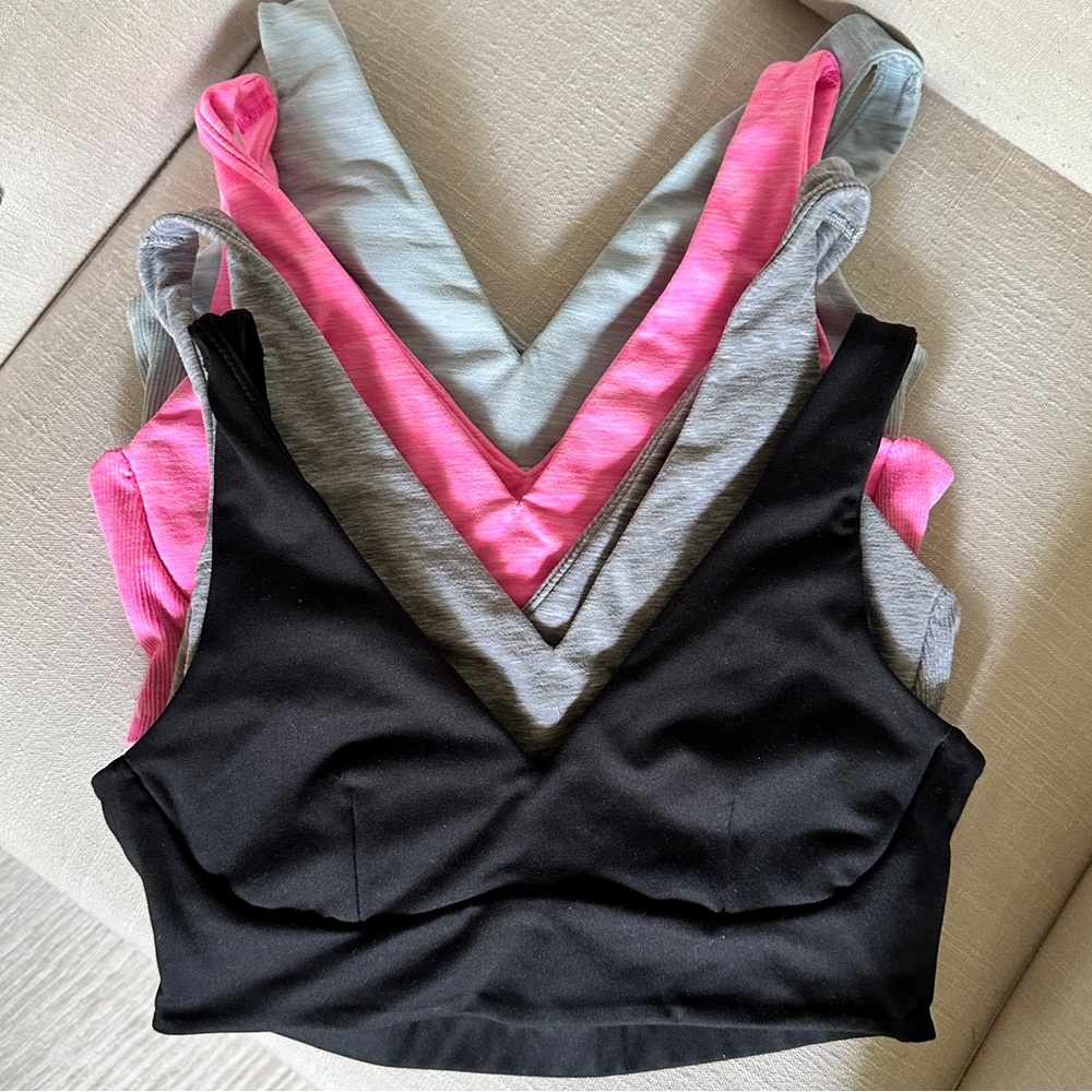 Pink Victoria’s Secret V neck sport bra / workout top